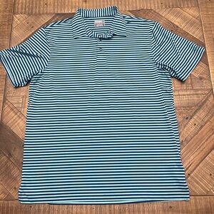 striped polo shirt from OOBE BRAND, featuring an embroidered Chick-fil-A logo.